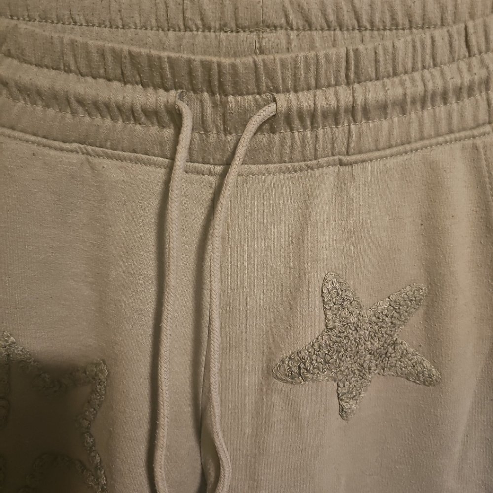 Pink Rose Junior Size Medium Sage Green Stars Jogger Comfy Sweatpants - Picture 4 of 10